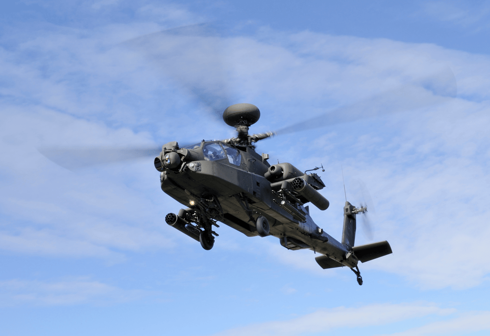 An apache helicopter, representing aviation job searches.