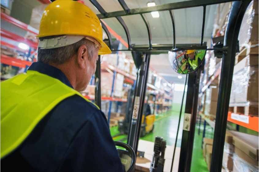 a forklift operator doing his jobs